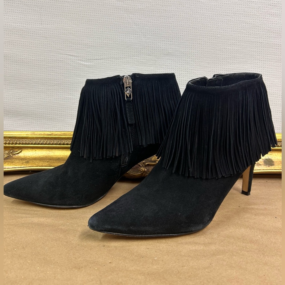 Sam Edelman Black Fringe Ankle Boots - 7.5
